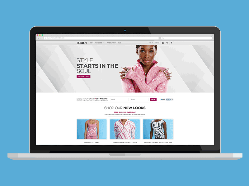 Eleven by Venus Williams e commerce expressionengine fashion fitness spark creative ui ux venus williams web design web development