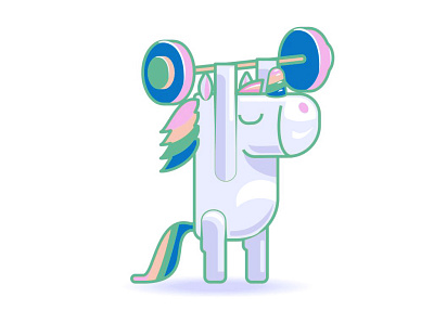 Unicorns like sports animals sport unicorn vector illustration weightlifting