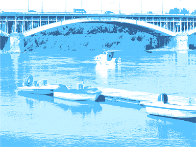 Playing with photography - posterization bitmap boats coloring river ships