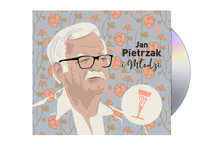 CD-covert Jan Pietrzak i młodzi cd cover cd packaging covert rose vector illustration