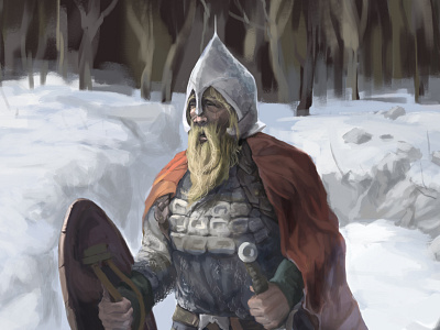 Russian knight art artwork character digitalart illustration knight shield soldier sword winter