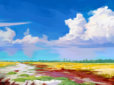 Summer landscape in Ukraine 2d 2d art digitalart environment fantasy illustraion sky summer trail