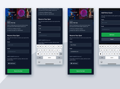 Mobile Event Reservation mobile ui ux
