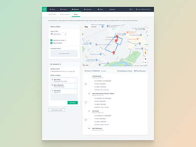 Delivery Route Planner Concept ui ux