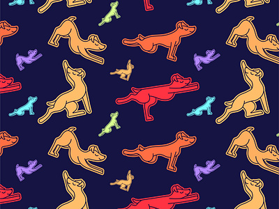 Funny little yogy dogs pattern 2d cute dogs flat funnyanimals graphic design illustration pattern typography vector