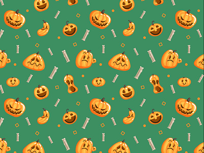 Pattern with funny pumpkins for Halloween 2d branding design graphic design halloween illustration pattern pumpkins typography vector