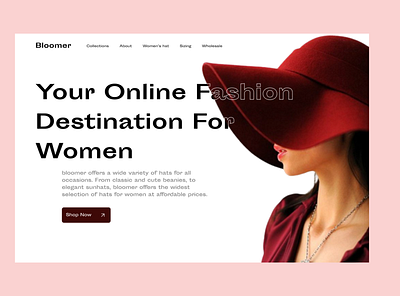 Bloomer Hat fashion website design ui