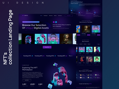 NFT landing page blockchain landing page nft nfts ui