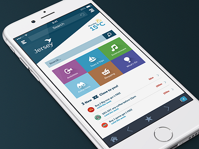 Jersey Start Page ios mobile notifications search ui weather