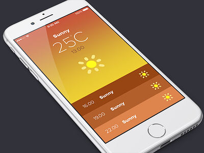 Weather App app flat ios sun sunny ui weather winter yellow
