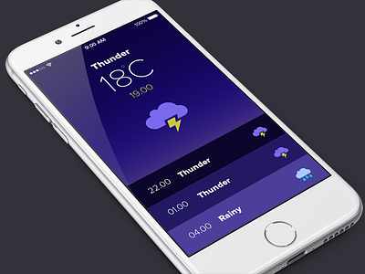 Weather App app blue flat ios thunder ui weather