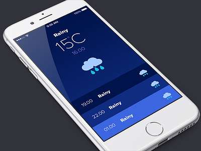 Weather App app blue flat ios rain ui weather