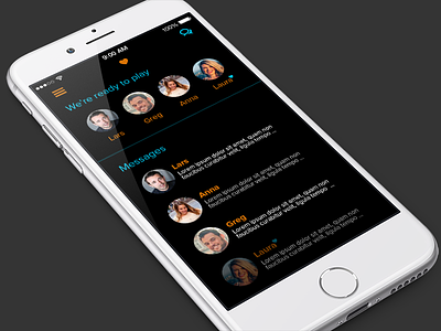 Social Gaming App app blue dating design game gaming ios message mobile orange ui ux