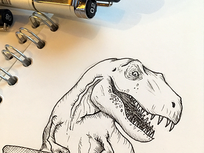 T is for T-REX!! :) Those pesky arms... dinosaurs illustration pen and ink sketch