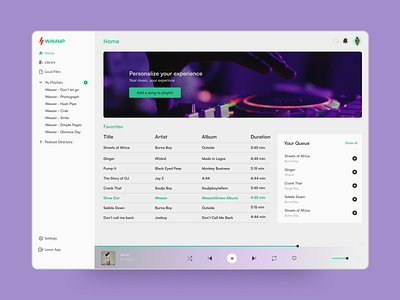 Winamp Music Player - Light Mode app design ui ux