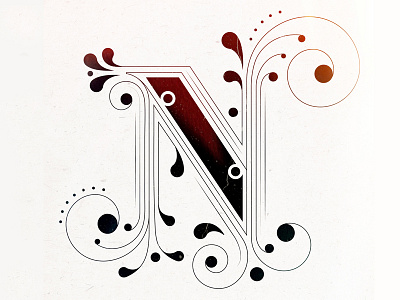 N flourish type typography vector