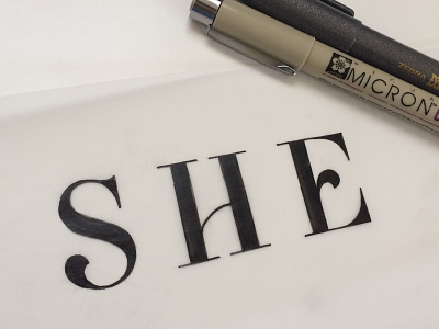 She Logo Exploration didone hand lettering ink logo sketch typography