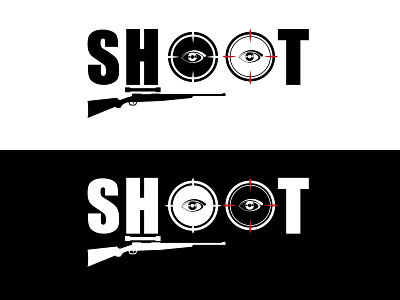 Shoot Logo black and white branding design flat graphic design hunter illustration illustrator logo shooter simple telescope vector