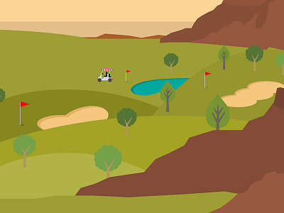 Golf desert golf course illustration landscape