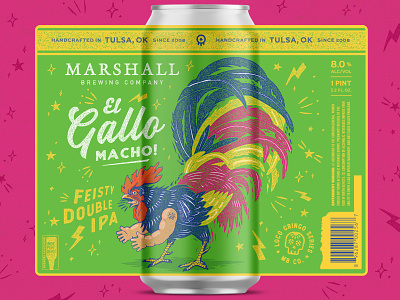 El Gallo Macho beer beer can beer can design branding craft beer el gallo feathers little jerry marshall brewing mexican oklahoma rooster san antonio texas tulsa