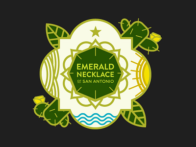 Unused Emerald Necklace Of SA Logo #2 branding cactus emerald necklace land logo river san antonio sun texas