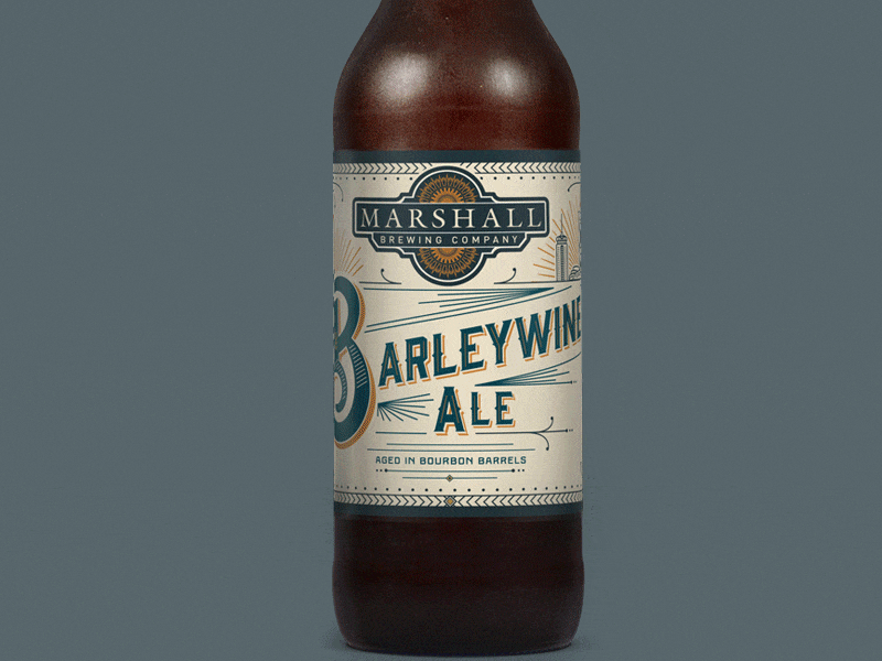 Marshall Brewing - Barleywine Ale animated gif art deco barley barleywine beer branding hops packaging tulsa type
