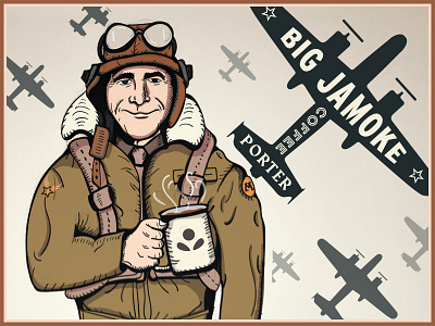 Big Jamoke Coffee Illustration airplane big jamoke coffee craft beer marshall brewing plane porter topeca coffee tulsa