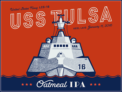 USS Tulsa Oatmeal IPA craft beer ipa nav patriotic ship tap handle tulsa waves