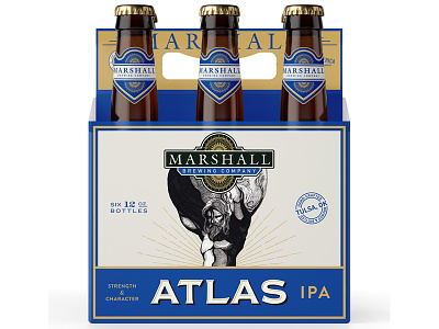 Marshall Brewing Atlas IPA beer craft beer package design six pack tulsa