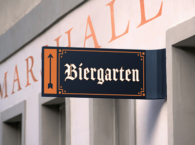 Biergarten Sign arrow beer blackletter branding craft beer exterior design signage tulsa