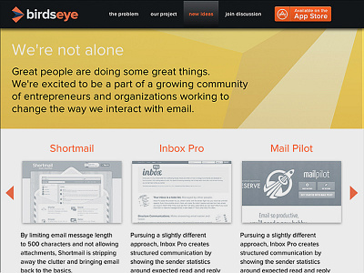 Birdseye Website app birdseye clean email ipad single page website