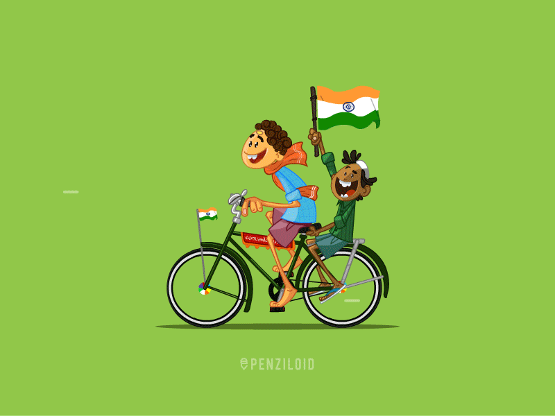 Independence day special bicycle cycling flag independence india kids ride slow motion wheelie