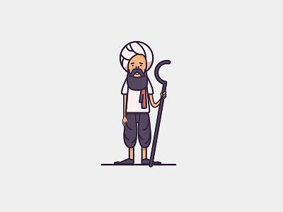 Farmer character farmer illustration indian man outline sikh