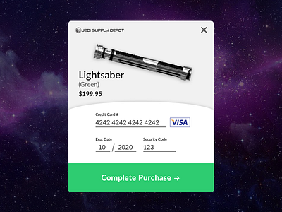 Lightsaber Checkout (DailyUI - 002) card checkout credit daily dailyui form lightsaber star ui wars