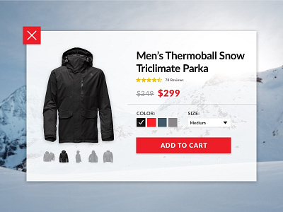 Ecommerce item cart daily ecommerce item jacket minimal parka shop snow ui white