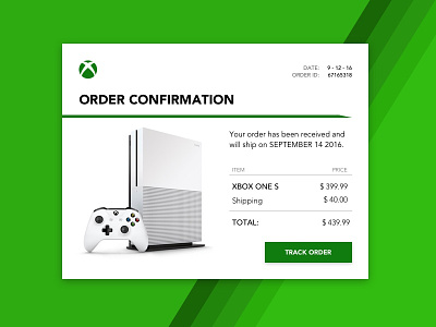 Xbox Email Receipt confirmation daily ecommerce email green order receipt ui xbox
