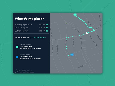 Daily UI #20 - Location Tracker daily dark location map pizza tracker ui