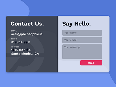 Contact Us blue contact dailyui email form philosophie us