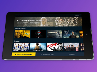 Bundle Builder android app packages select shows tv ui ux