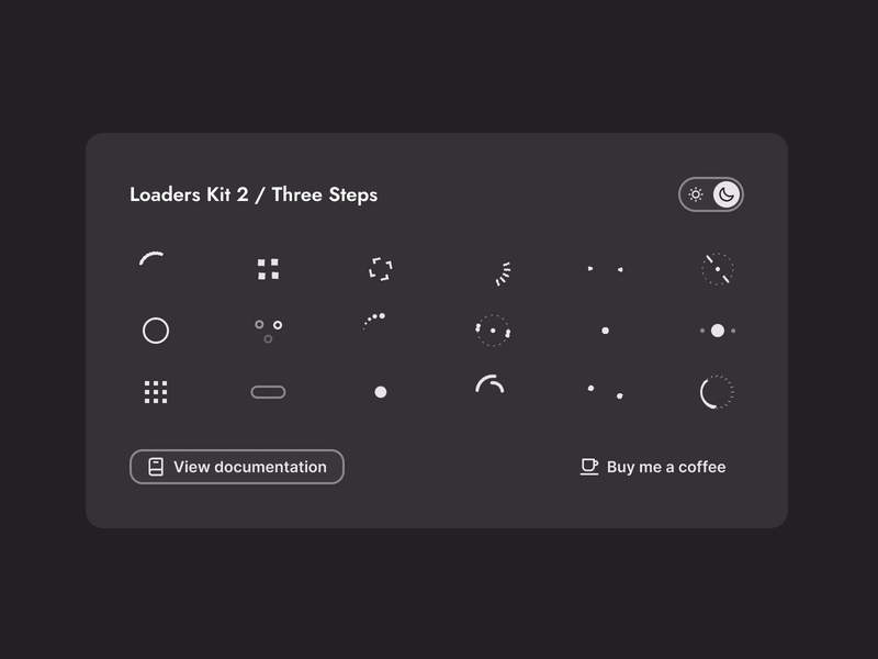 Loaders Kit 2 / Three Steps animation dark figma interactive light load loader loading motion graphics progress spinner
