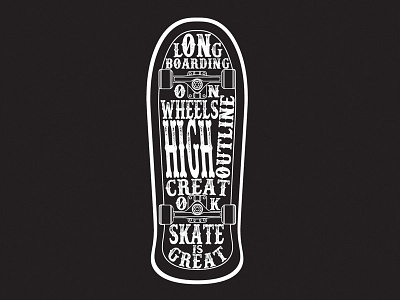 Sk8 is Gr8 blackwhite design font graphic longboard skate vector