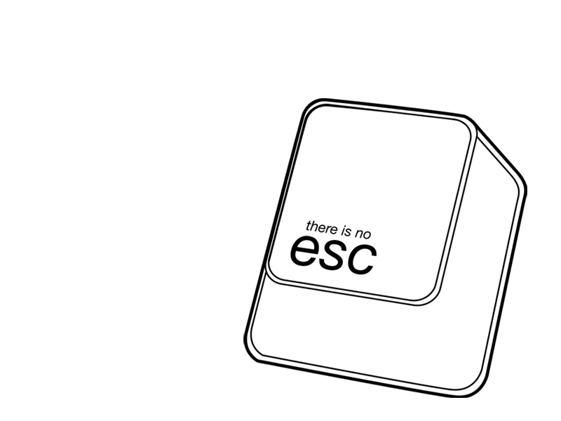 Desktop Existentialism - there is no esc existentialism fatalism funny illustration keyboard minimalism negative space nihilism pun