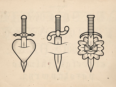 Tattoo Daggers daggers knives tattoo texture traditional vector weapons