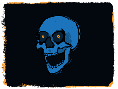 Skulll black and blue creepy halloween illustration skull spooky