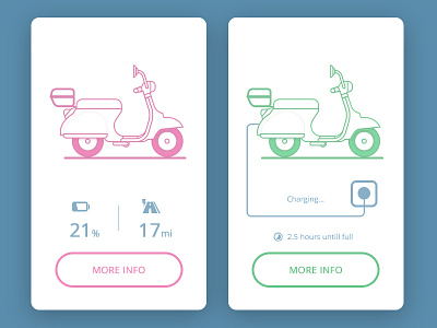UI for an electrical scooter company charge charging distance electric moped motorcycle scoot scooter ui ux vehicle vespa