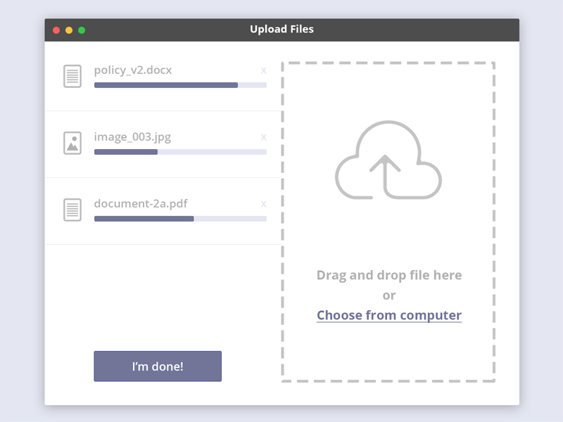 Upload images files. Upload UI. Drag and Drop загрузка файлов. Modal UI. UI UX file upload.