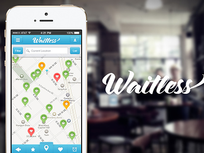 Waitless App Concept- Redesign from StartUp Weekend DC app coffee concept iphone map search startup ui