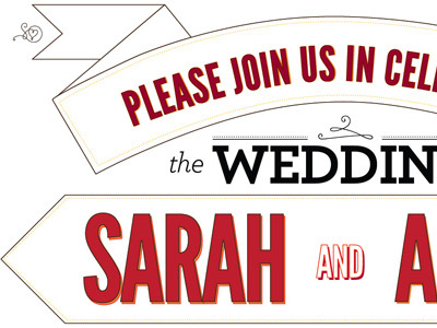 Sarah & Ahmad's Wedding Wedding Logo Draft archer banner black invitation shadow league gothic liebe ornaments maroon monogram orange outline red ribbon wedding yellow