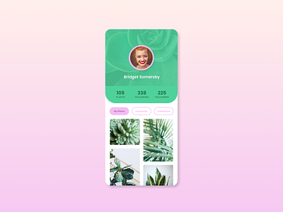 Daily UI :: 006 – Social Profile 006 app dailyui design figma iphone plants ui