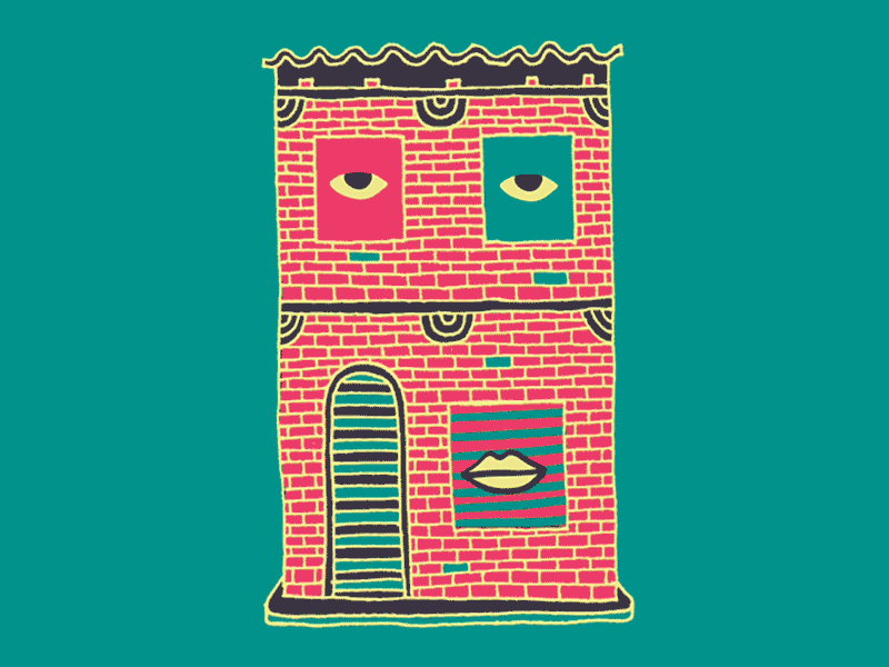 Friend House animation building gif illustration wavy